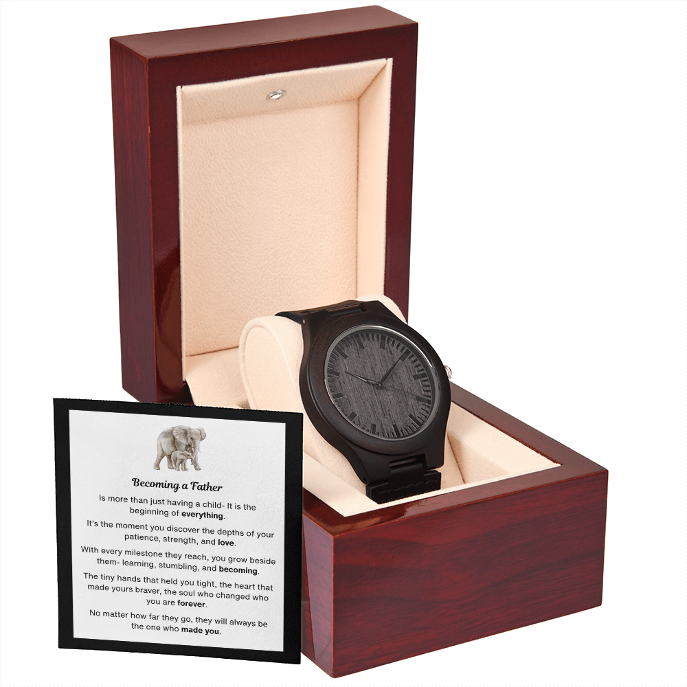 Sandalwood Watch with Becoming a Father Message Card (Elephant)