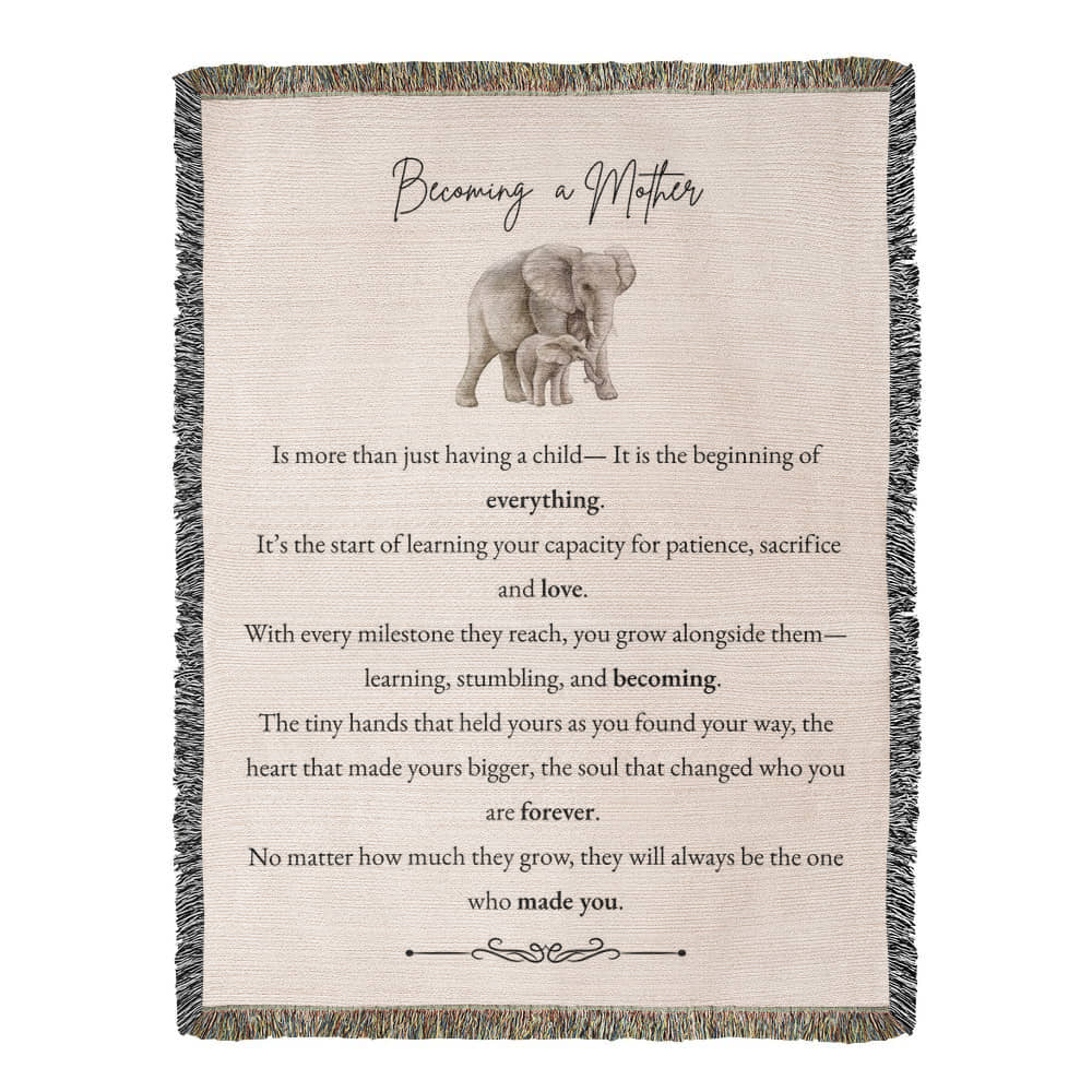 Heirloom Woven Blanket - Becoming a Mother (Elephant)
