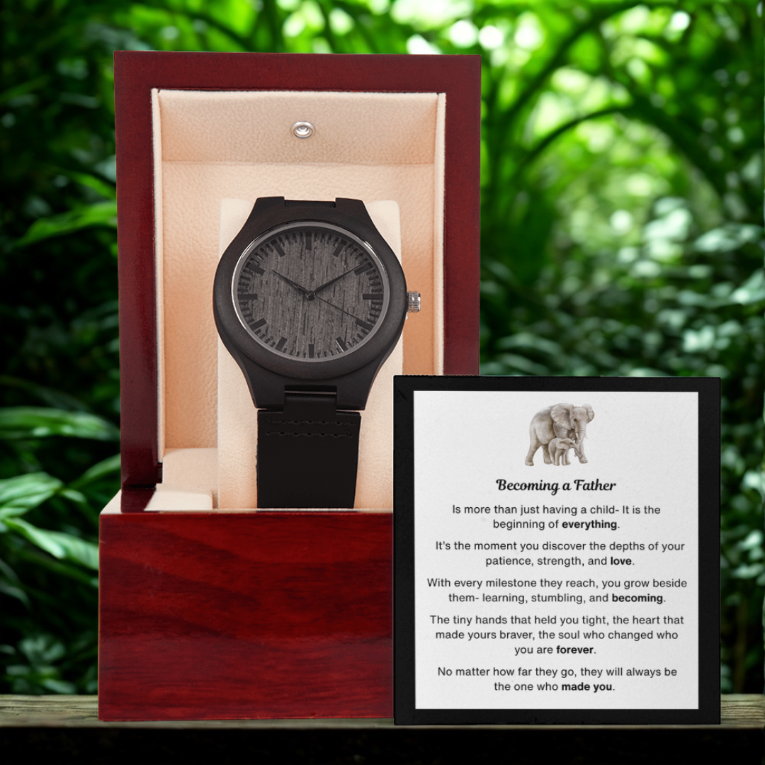 Sandalwood Watch with Becoming a Father Message Card (Elephant)