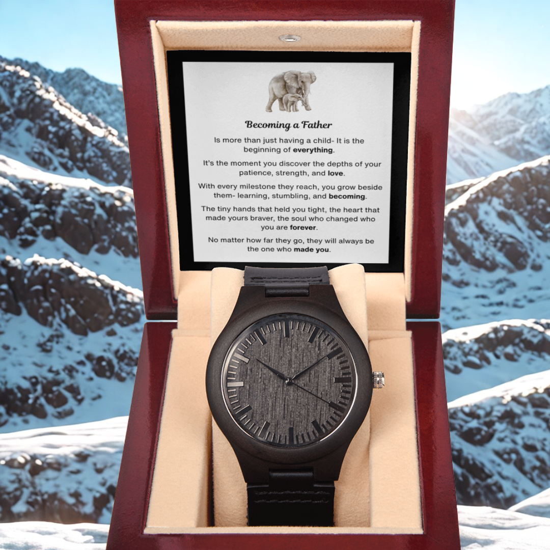 Sandalwood Watch with Becoming a Father Message Card (Elephant)