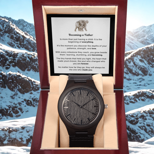 Sandalwood Watch with Becoming a Father Message Card (Elephant)