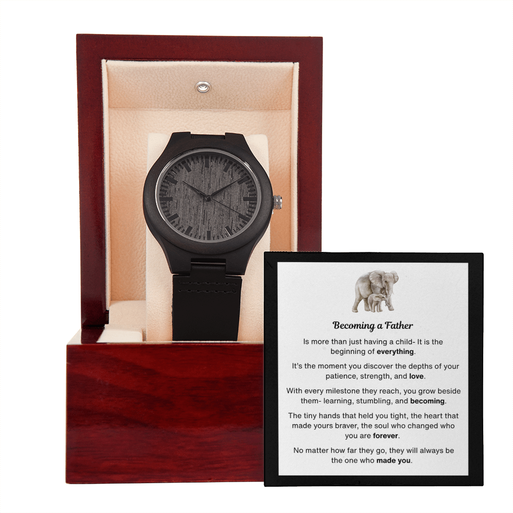 Sandalwood Watch with Becoming a Father Message Card (Elephant)