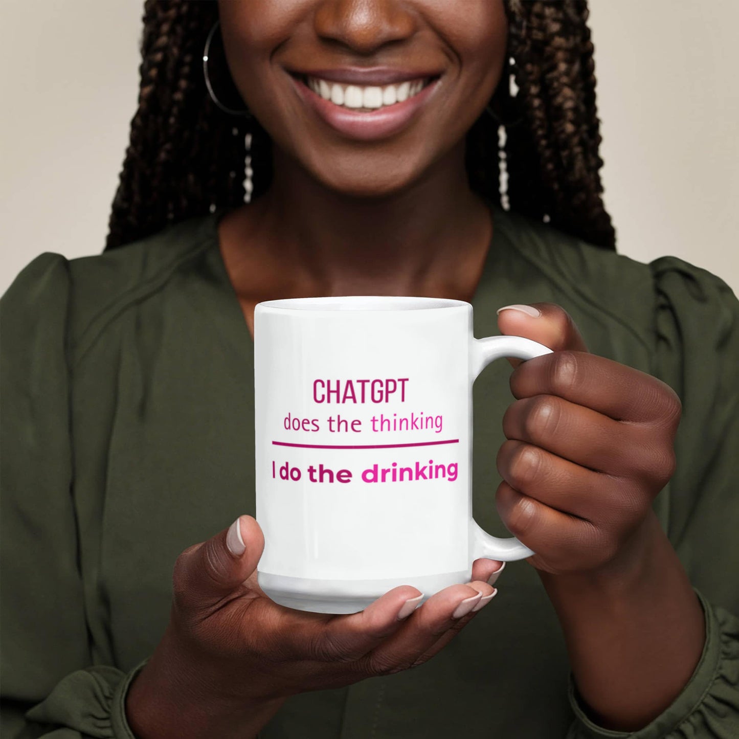 ChatGPT does the thinking - I do the drinking mug (Berry Pink)