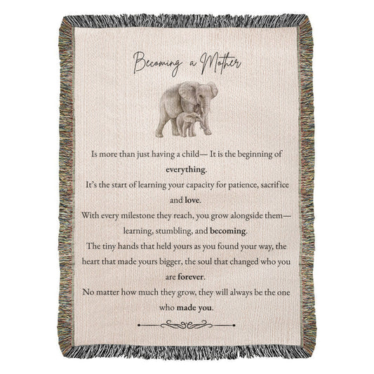 Heirloom Woven Blanket - Becoming a Mother (Elephant)