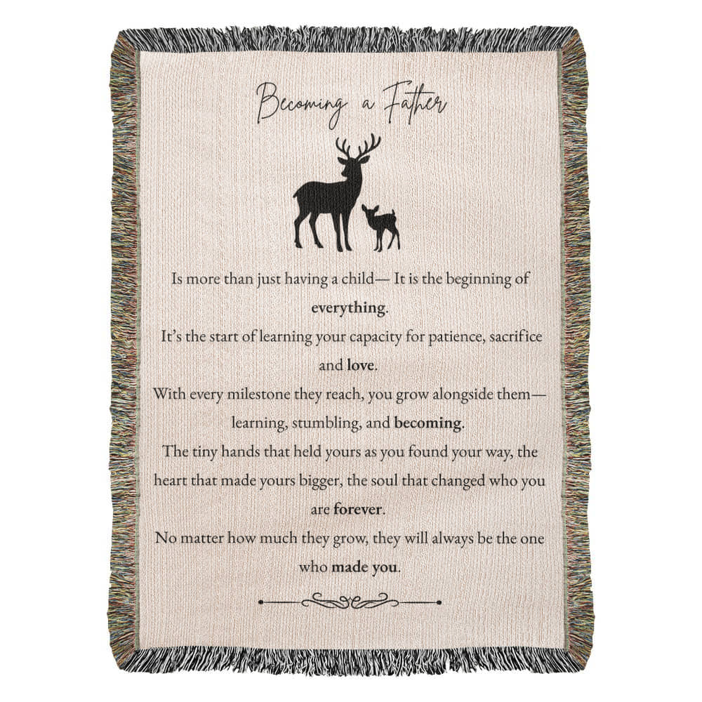 Heirloom Woven Blanket - Becoming a Father (Buck and Fawn Black)