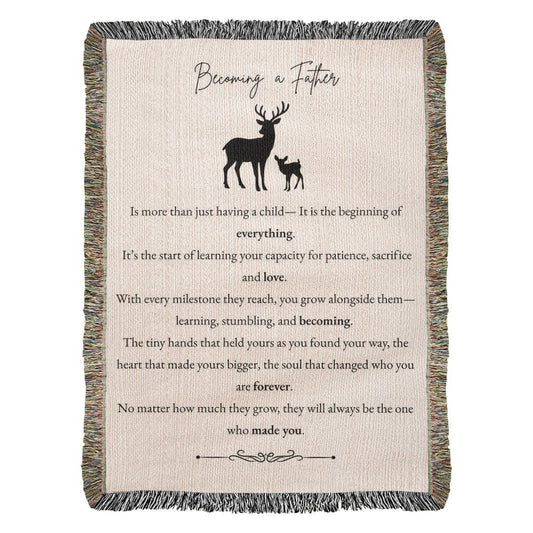 Heirloom Woven Blanket - Becoming a Father (Buck and Fawn Black)