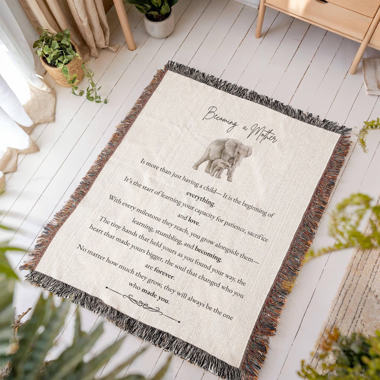 Heirloom Woven Blanket - Becoming a Mother (Elephant)