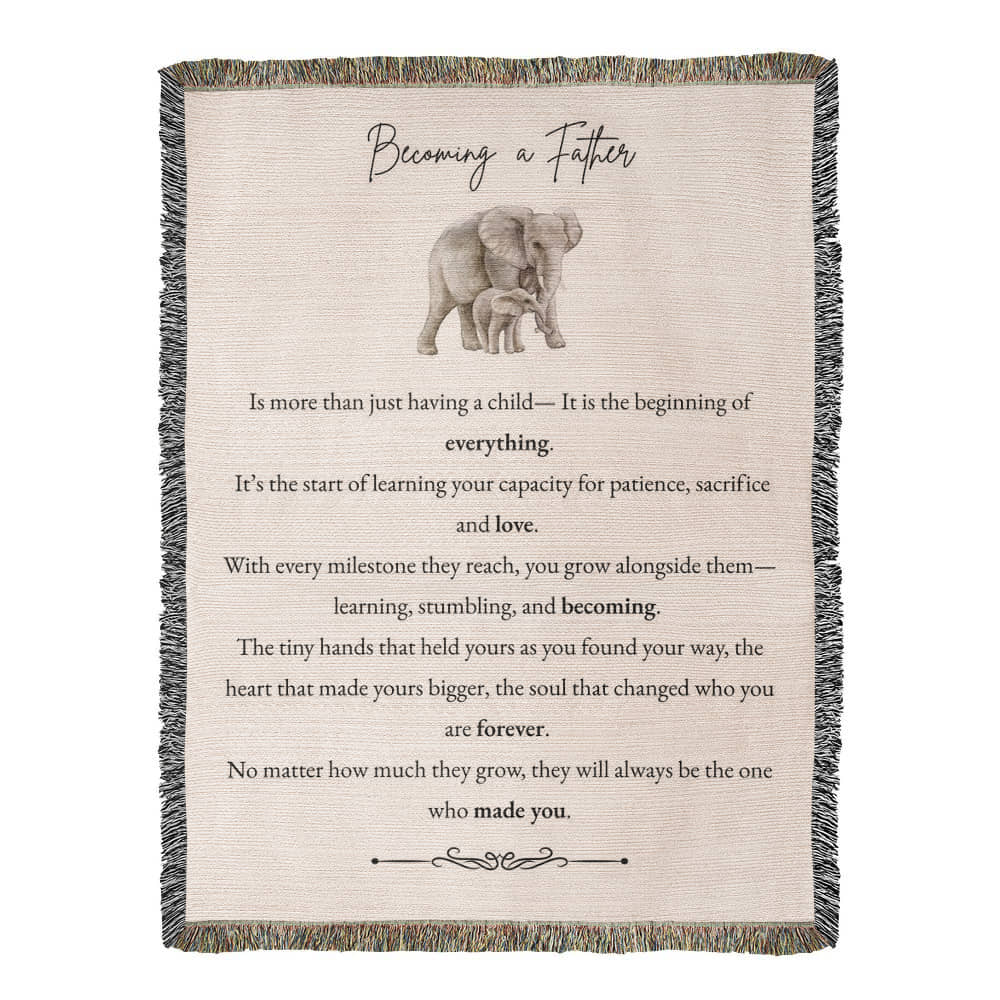 Heirloom Woven Blanket - Becoming a Father (Elephant)