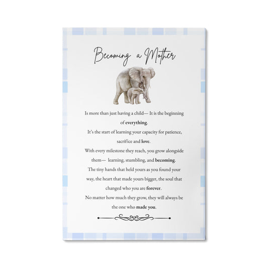Gallery Wall Canvas - Becoming a Mother (Elephant Blue Plaid)