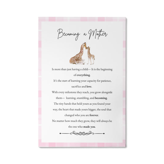 Gallery Wall Canvas - Becoming a Mother (Giraffe Pink Plaid)