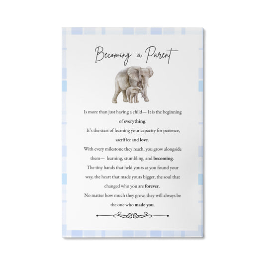 Gallery Wall Canvas - Becoming a Parent (Elephant Blue Plaid)