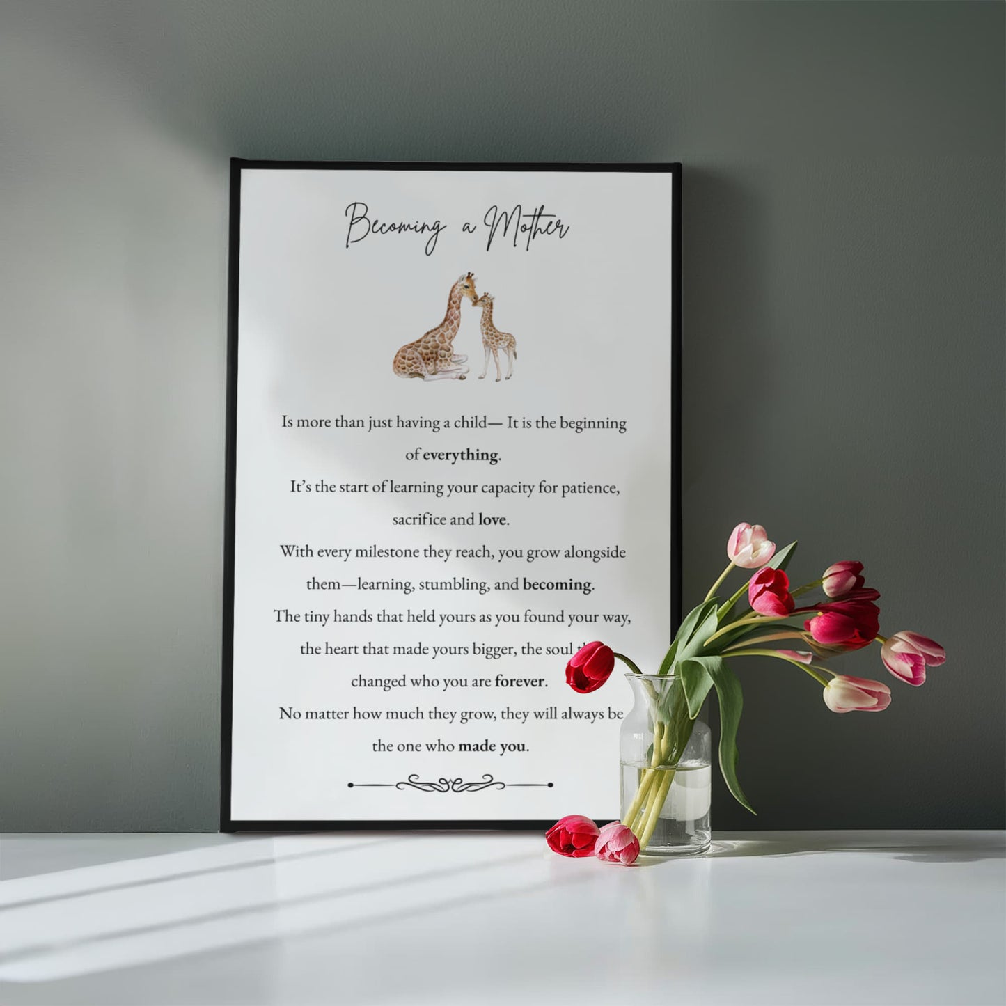 Gallery Wall Canvas - Becoming a Mother (Giraffe)