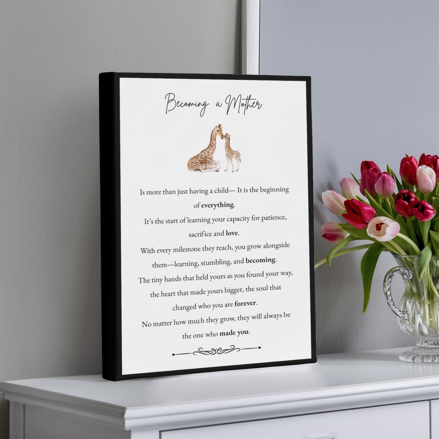 Gallery Wall Canvas - Becoming a Mother (Giraffe)