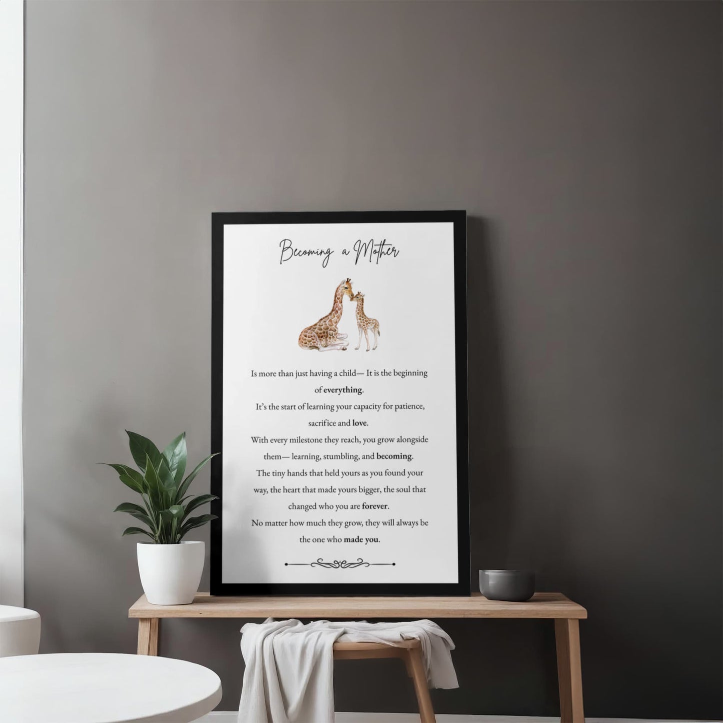 Gallery Wall Canvas - Becoming a Mother (Giraffe)