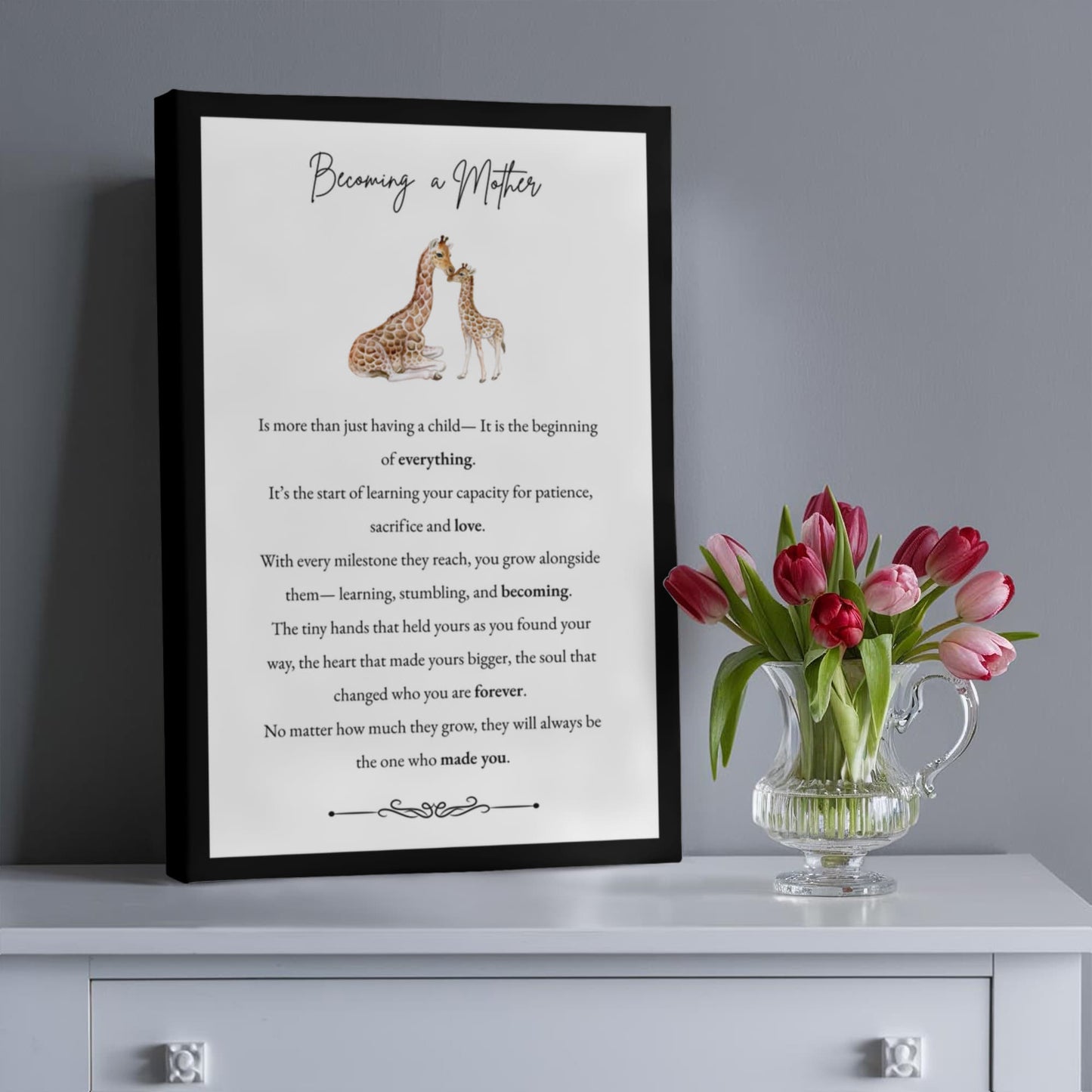 Gallery Wall Canvas - Becoming a Mother (Giraffe)