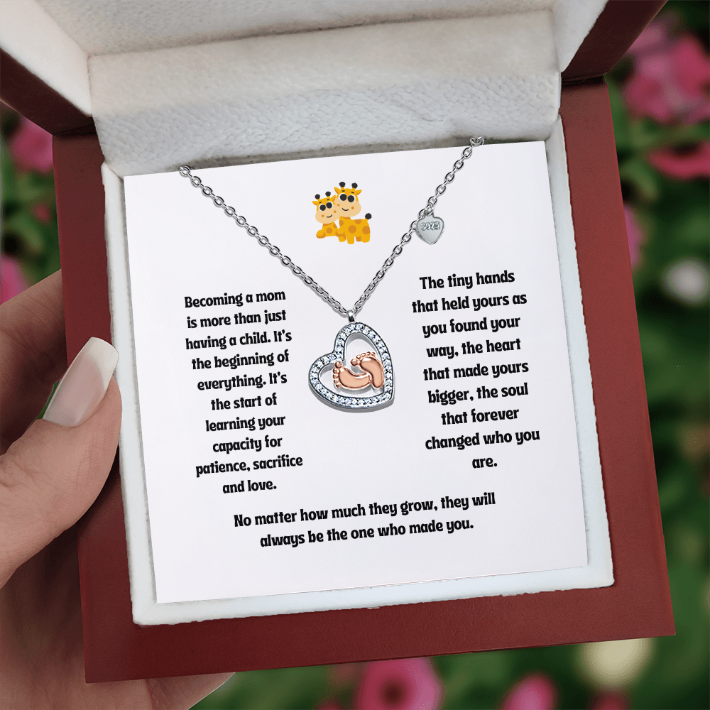 Baby Feet Heart Necklace - The One Who Made You