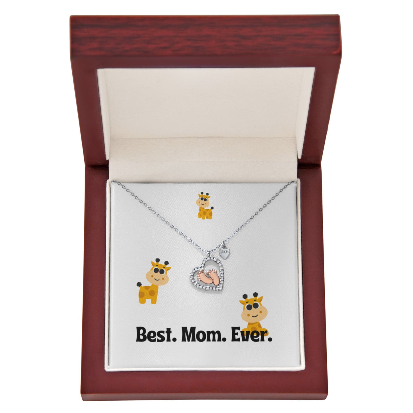 Baby Feet Heart Necklace - Best. Mom. Ever.