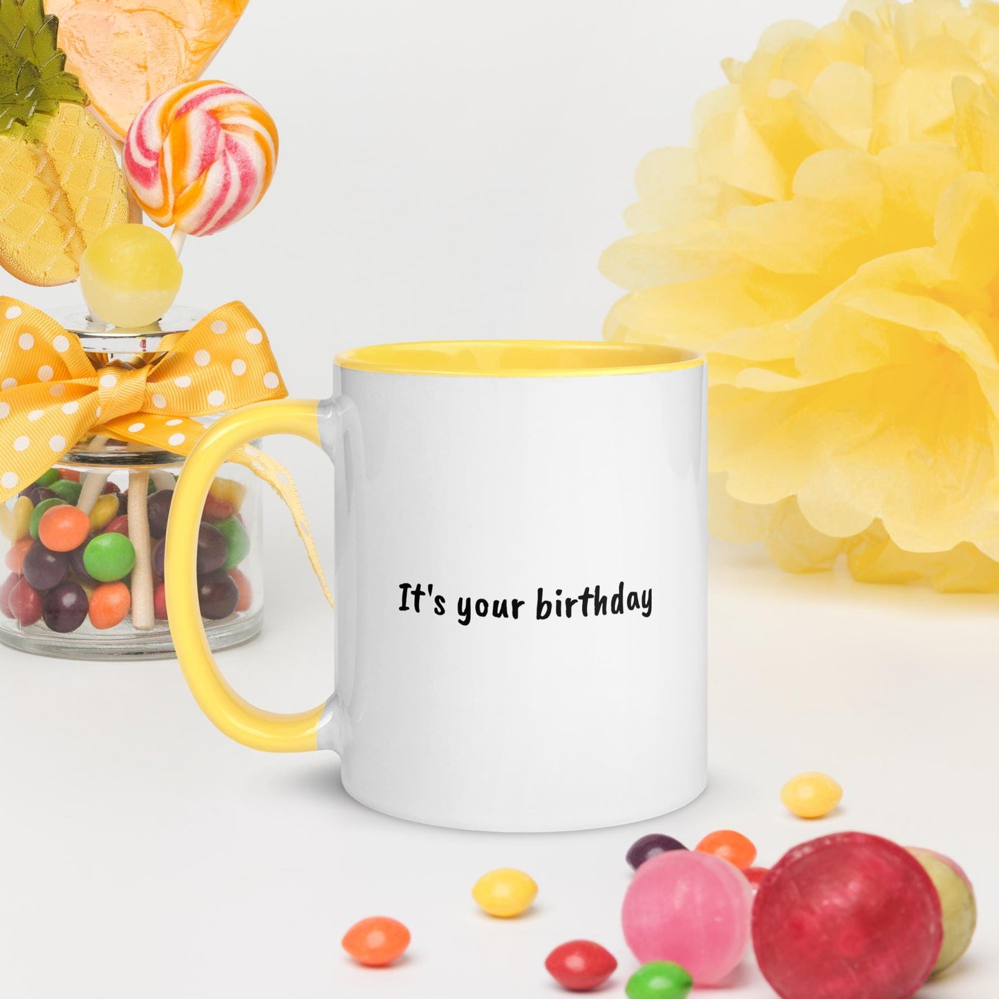 Mug - It's Your Birthday - Cute Sheep Gift for Animal & Pun Lovers (White & Yellow)